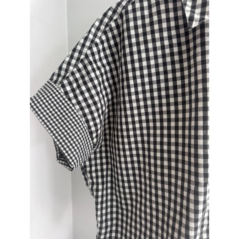 Madewell Gingham Ruffle Sleeve Shirt Black White Cotton Sz M Cottagecore - Picture 3 of 9
